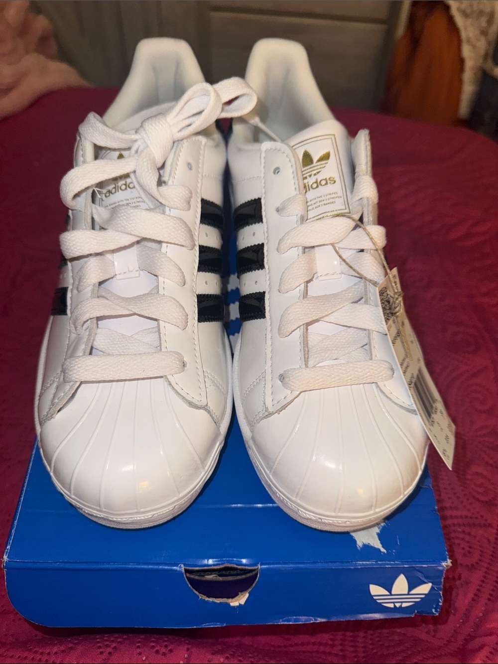 adidas Kids White Sneakers with Black Stripes